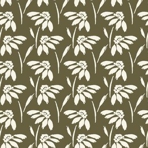Small // Wynona: Coneflowers, Echinacea Daisy Wildflower - Olive Green