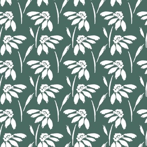 Medium // Wynona: Coneflowers, Echinacea Daisy Wildflower - Pine Green