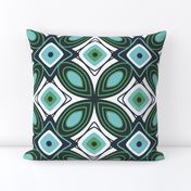 Revival - Mid Century Modern Geometric White Blue Green Large