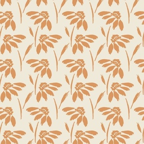 Medium  // Wynona: Coneflowers, Echinacea Daisy Wildflower - Cream & Light Orange