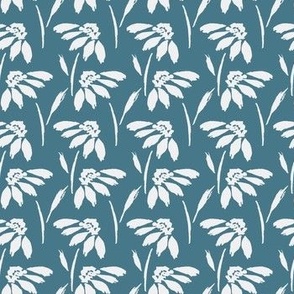 Small // Wynona: Coneflowers, Echinacea Daisy Wildflower - Storm Blue