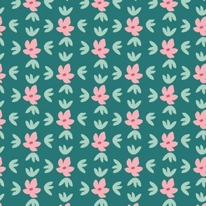 Coral green blooms  2x 3in