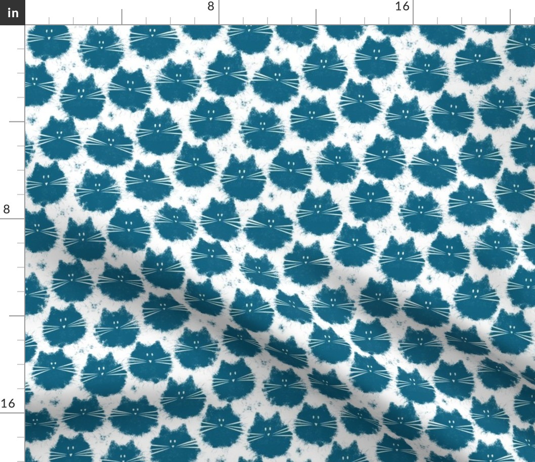 small scale cat - fluffer cat peacock - cute fluffy cats - cat fabric