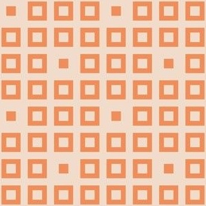Squares - Coral orange, desert sand white - Small
