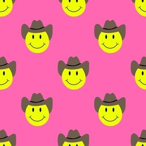 Western Smiley Faces in Neon Pink