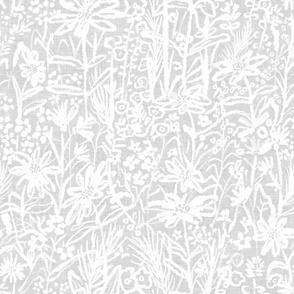 Field of Wild Flowers in white on light grey