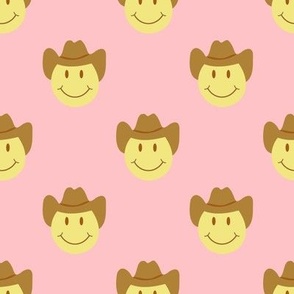Western Smiley Faces in Pastel Blush Pink