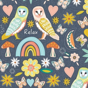 Tween Bedding Wallpaper Owls Butterflies Hearts Rainbows Flowers