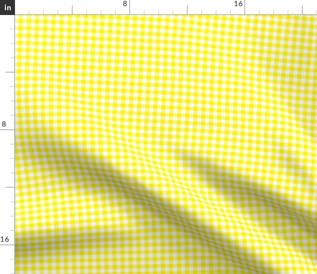 bright yellow and white gingham, 1/4" squares 