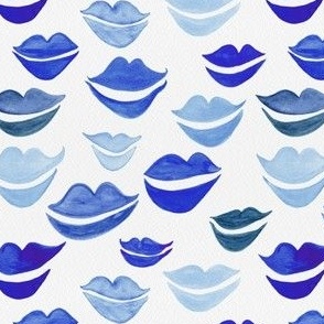 Watercolor Lips - Blue