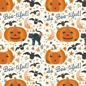 Halloween  Gnomes, Bats, Black Cats, and Pumpkins - So Boo-tiful - Cream