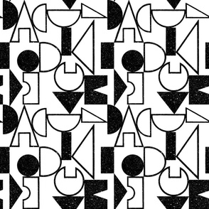 (MEDIUM) Painted Chunky Bauhaus Shapes in black on white