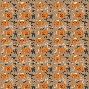 Halloween  Gnomes, Bats, Black Cats, and Pumpkins - So Boo-tiful - Brown
