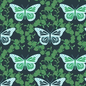 Mega Matter Bedding Butterfly and leaves dark and bright green