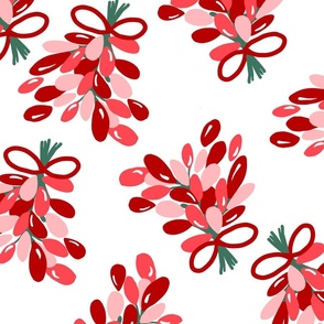 Winter Holiday Red and Pink Mistletoe LARGE SCALE