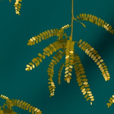 Kowhai Leaves - Yellow Ochre & Deep Teal