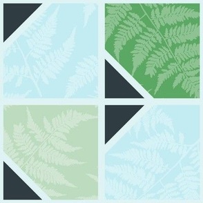 Large Scale Tiles Mega Matter Greens and Light Teal with Ferns Texture