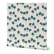 Pop Art Poppies  |  Blueberries and Cream - dark blue, teen, bold, playful, bright, flower fields, modern,  cheerful, bedroom, playroom, laundry, cottage