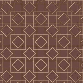Gold Squares Arranged Geometrically on Dark Brown Background 