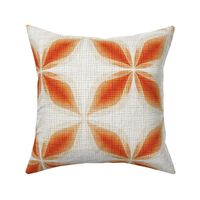 Retro Geometric Floral Tropical 1960s Mid-Century Modern Squares Orange and White Woven  60s Vibe Flower Power