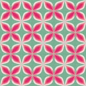 Retro Geometric Floral Pink White   Aqua Tropical 1960s Mid-Century Modern  Woven  60s Vibe Flower Power Wallpaper Bedding