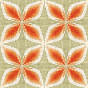 Retro Geometric Floral Tropical 1960s Mid-Century Modern Orange White and Tan Woven  60s Vibe Flower Power Bedding