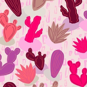 Vintage Malibu Pink Cactus Pattern Large