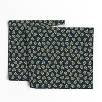 Lotus Flowers Hawaiian | Khaki on Navy | Non Directional