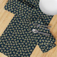 Lotus Flowers Hawaiian | Khaki on Navy | Non Directional