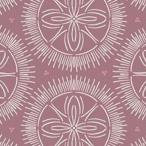 Stylized Sun and Floral Mandala Pattern