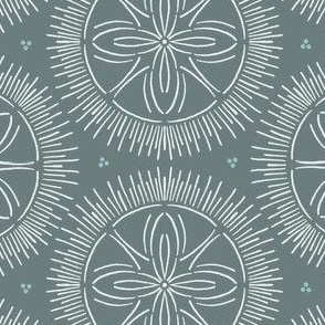 Stylized Sun and Floral Mandala Pattern