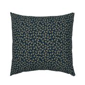 Teardrop Leaf | Khaki Navy Blue | non directional | 6 inch ditsy