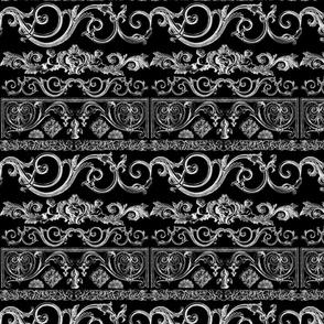 Timeless Victorian Elegance Vintage Ornaments And Borders White On Black Smaller Scale