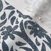 JUMBO Tree Block Print Wallpaper - Orion Blue_ simple woodcut_ linocut interiors design