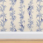 Scenes of Zen - Sparrows & Bamboo | Japonoiserie - Delft Blue |  24'