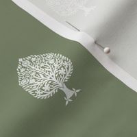 MINI Tree Block Print Wallpaper - sage_ simple woodcut_ linocut interiors design 4in