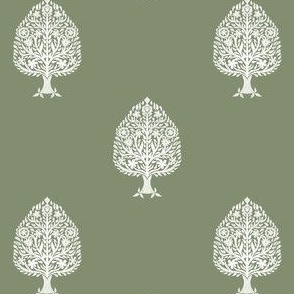 MINI Tree Block Print Wallpaper - sage_ simple woodcut_ linocut interiors design 4in