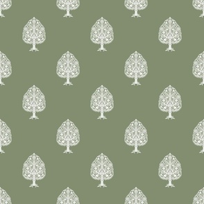 SMALL Tree Block Print Wallpaper - sage_ simple woodcut_ linocut interiors design 6in