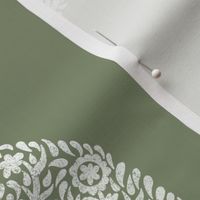 XLARGE Tree Block Print Wallpaper - sage_ simple woodcut_ linocut interiors design 12in