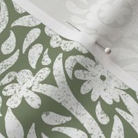 JUMBO Tree Block Print Wallpaper - sage_ simple woodcut_ linocut interiors design