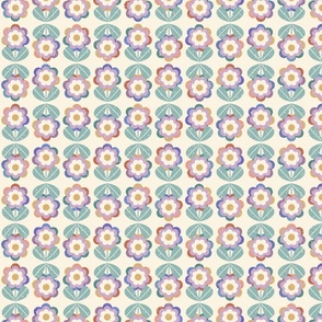 Midcentury modern Rainbow Cosmos Florals | Soft colors | 24