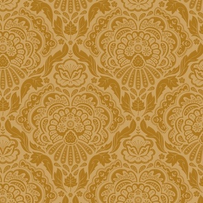 Damask with Coneflower | Honey and mustard | 12