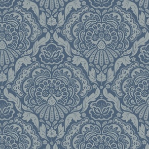 Damask with Coneflower | Dusty blue | 12