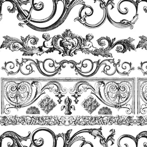 Timeless Victorian Elegance Vintage Ornaments And Borders Black On White