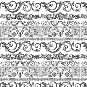 Timeless Victorian Elegance Vintage Ornaments And Borders Black On White Smaller Scale