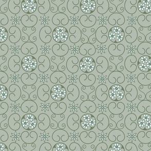 geometric floral pattern sage green small