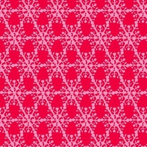 Pink on Red Snowflake Mesh