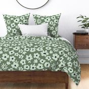 Graphic floral / jumbo large / calming sage green, large scale for bedding and wallpaper