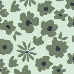 green large scale bloomcore floral in sage and matcha green 