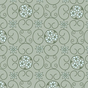 geometric floral  sage green big